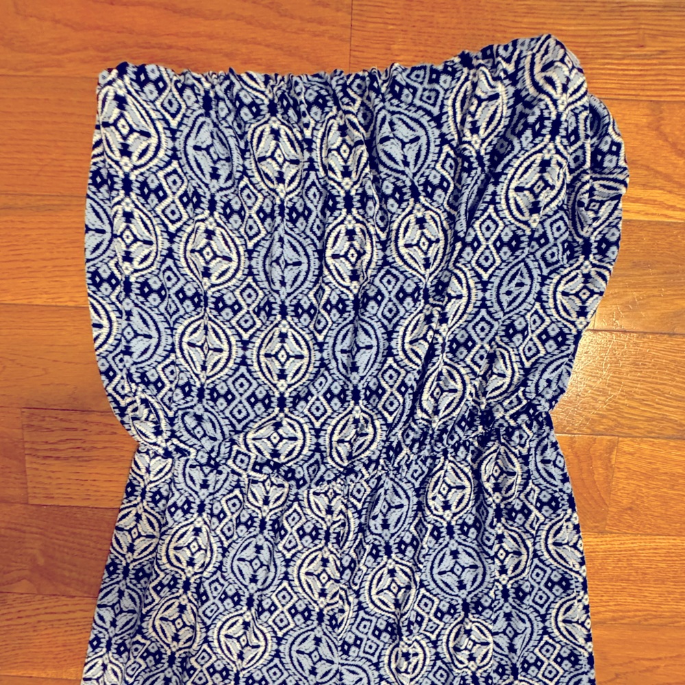 South Moon Under Blue Patterned Strapless Jumpsuit - Picture 3 of 6